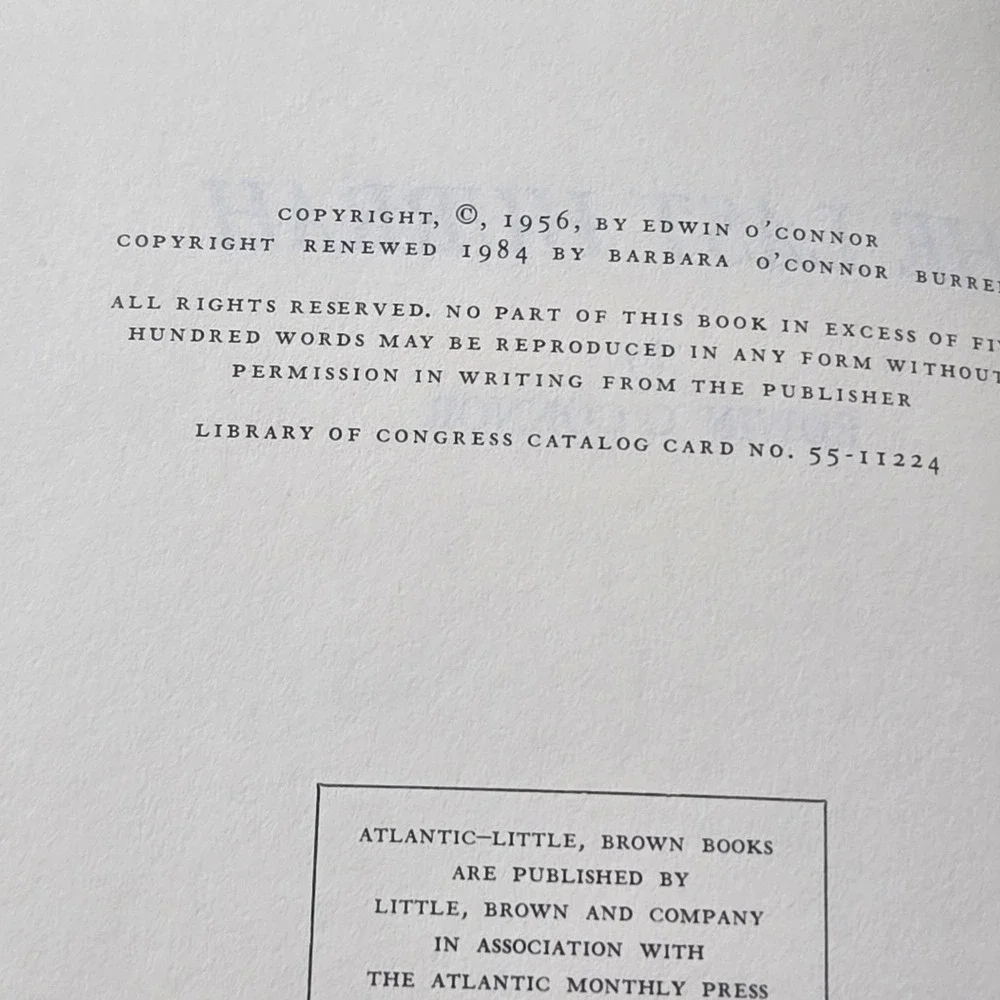 Little Brown The Last Hurrah Edwin O'Connor 1956 Vintage Hardcover Book‎